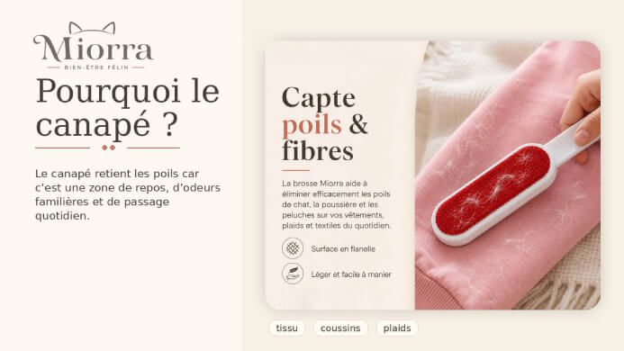 Pourquoi le canap&eacute; - brosse Miorra capte poils et fibres sur tissu plaid manteau - l&eacute;g&egrave;re et facile &agrave; manier