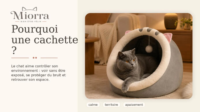 Pourquoi une cachette - le chat aime contr&ocirc;ler son environnement : voir sans &ecirc;tre expos&eacute;, se prot&eacute;ger et retrouver son espace