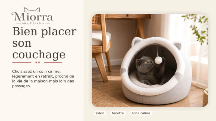 Bien placer son couchage - choisissez un coin calme, l&eacute;g&egrave;rement en retrait, proche de la vie de la maison mais loin des passages