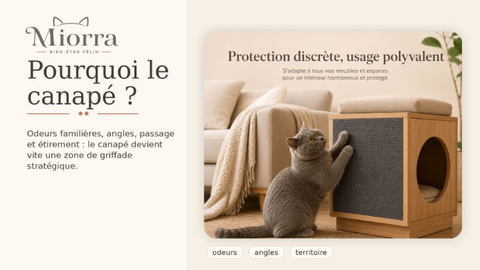 Pourquoi le canap&eacute; - chat griffant meuble avec protection discr&egrave;te polyvalente, odeurs, angles et territoire